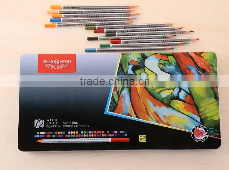 Factory Wholesale High Quality 72pc Metal Box Wooden Water Color Pencil Set