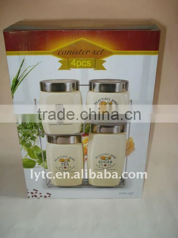 Hot sales 4pcs ceramic coffee canister