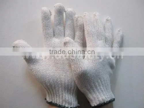High Quality Bleach Cotton Polyester Gloves String Cotton Knitted Gloves