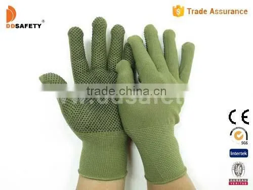 Hot Sale From Ddsafety 13 Gauge Bamboo Green Nylon Polyester Seamless Knitted With PVC Gloves
