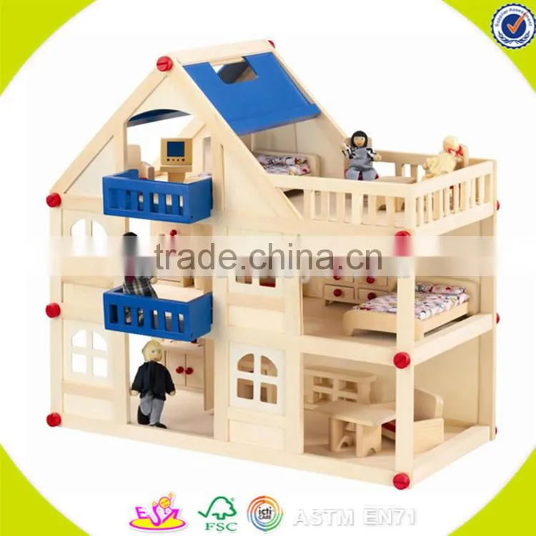 Wholesale beautiful pink wooden baby dollhouse toy fashion wooden baby dollhouse toy hot wooden baby dollhouse toy W06A051