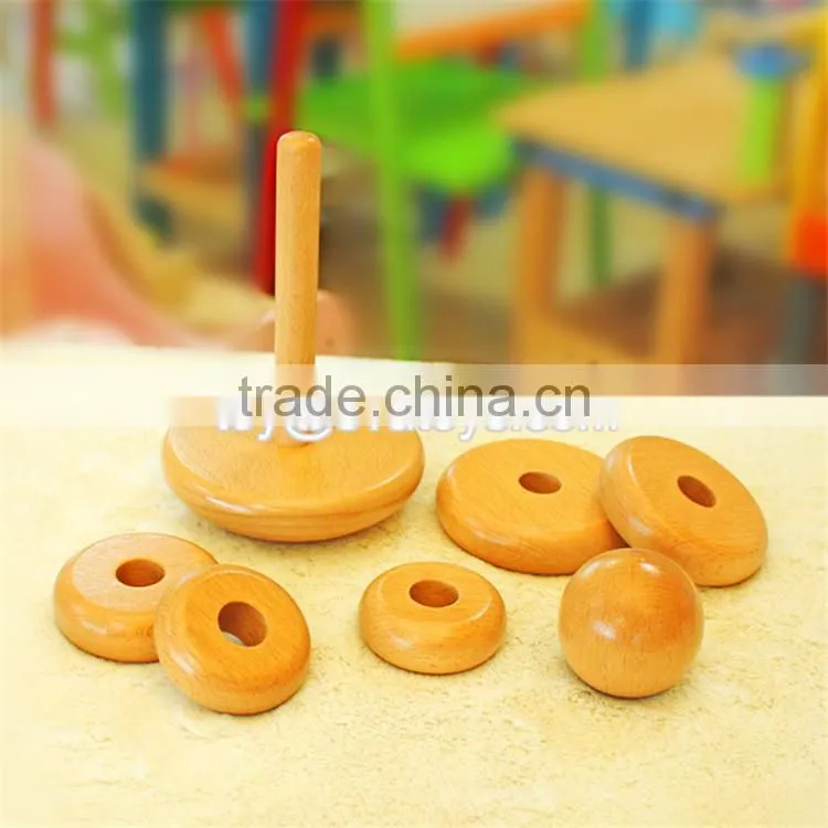 Best educational stacking rainbow tower wooden stack game for toddlers W13D117