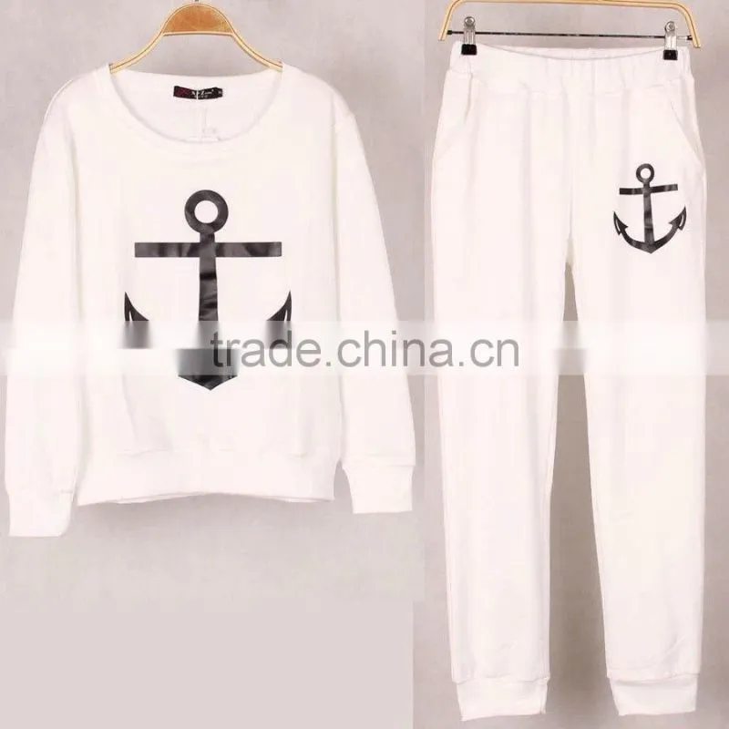 Letter Geometric Print Hoodies Pants Sets Women Sport Wear Loose Suit Tracksuit