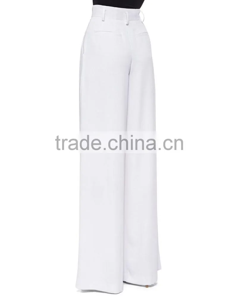 2015 wholesale women office slim Ladies plain color pleated loose high waist wide leg long pants