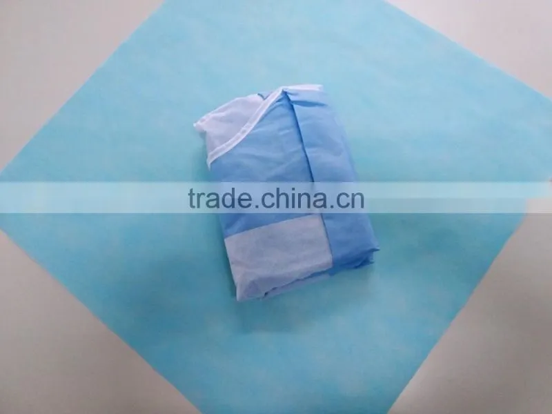 Disposable Blue SMS Nonwoven Surgical Gown With Elastic Cuff
