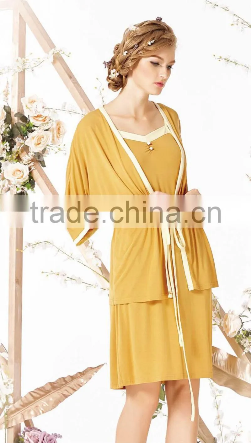 2016 Latest elegant women spring two piece sleepwear