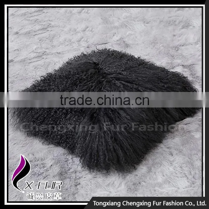 CX-D-04F Newest Mongolian Sheep Lamb Fur Pillow Cover