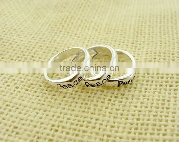 2015 hot sale silver color alloy letter rings for girls