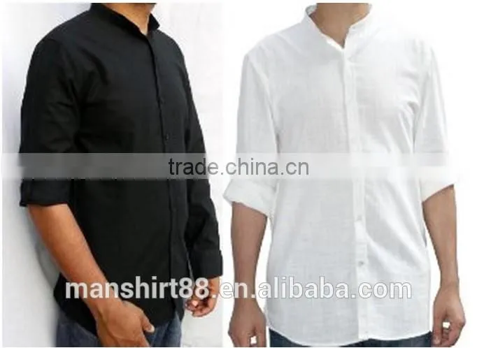 2016 mandarin collar long sleeve linen shirt for men