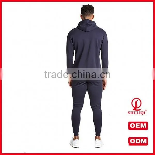 custom plain cotton skinny tracksuit wholesale men sports gym tracksuit slim fit