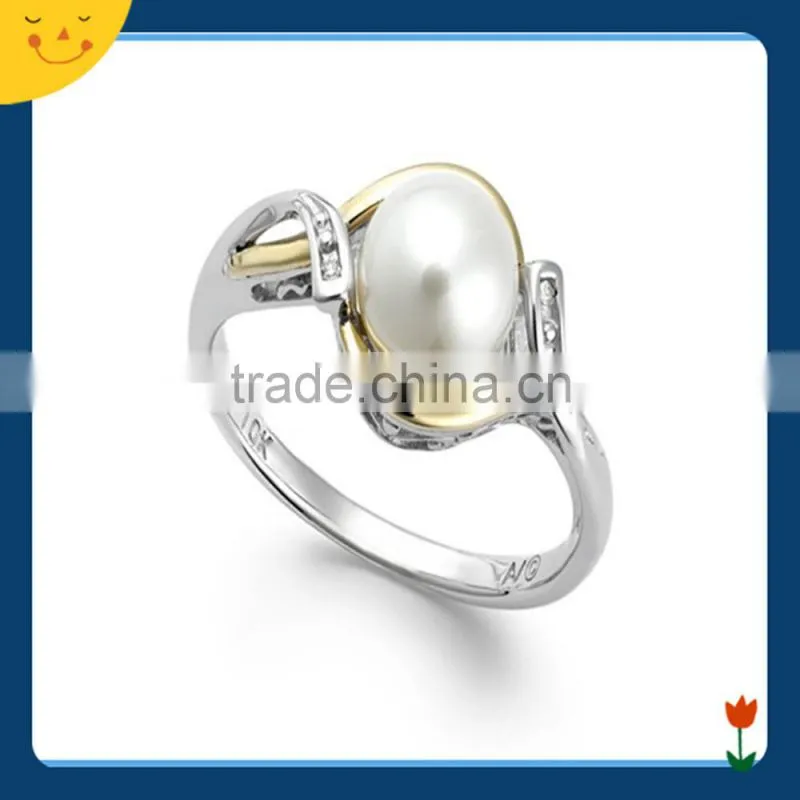 2015 newest wedding jewelry design silver black pearl ring