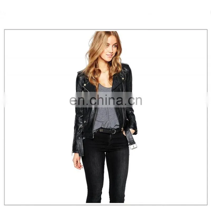 Women Special Design Punk Style Motorbike Leather Jacket