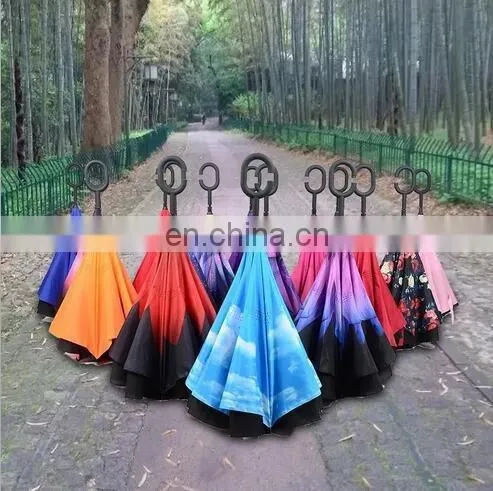 Windproof Opposite Open And Close Rverse Inside Out Car Inverted Umbrella