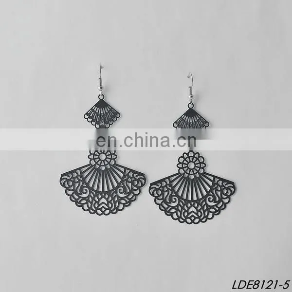 Fan painting dangle bridesmaid boho earrings