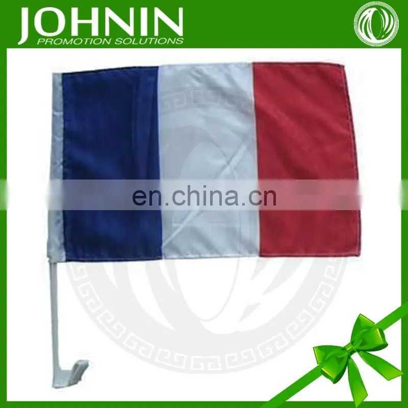 custom polyester france car mirror flag with pole for advertising