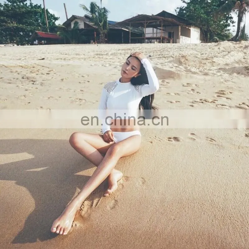 OEM white anti-UV rash guard for lady