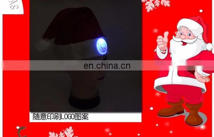 Best seller led lighted glow hat Christmas hat for promotion Flashing Santa Cluas Hat