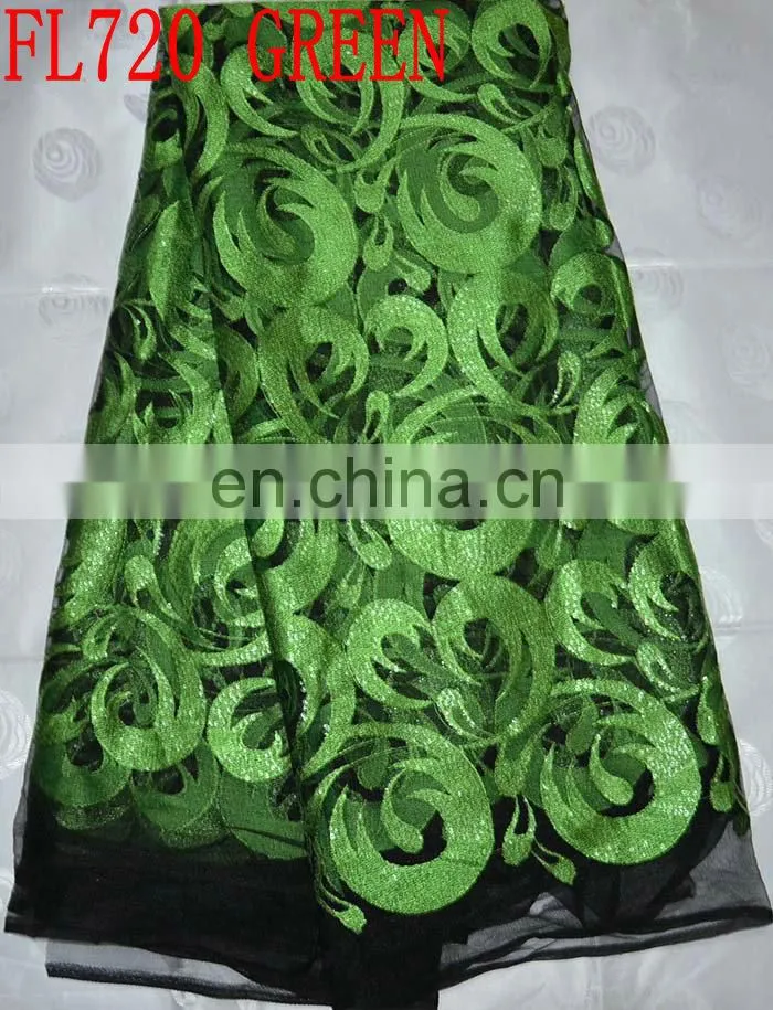 latest fashion embroidery organza lace with sequins(FL720)