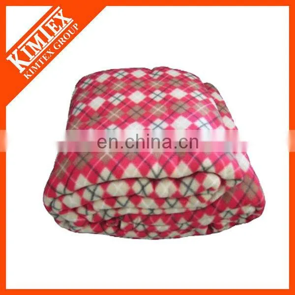 Checkered anti-pilling printed polar fleece blanket