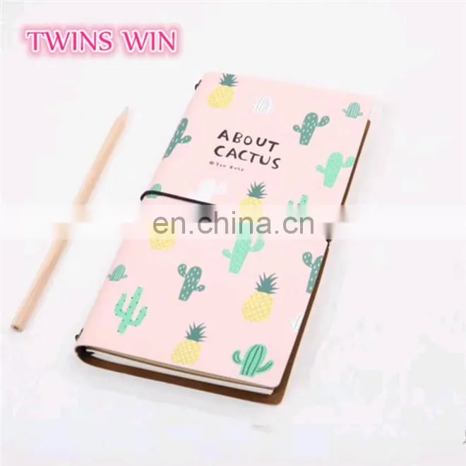 2018 popular personalized stationery cheap sale cactus design recycled kraft paper blank notebook from china stationery market