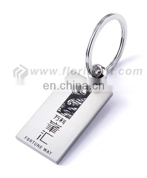 Stock cheap price metal house shape/round keychain with custom logo