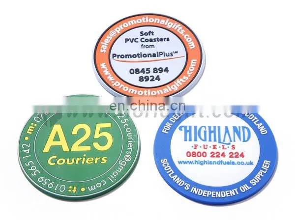 cup mat coaster round PVC 3D/2D , silicone rubber drink coasters