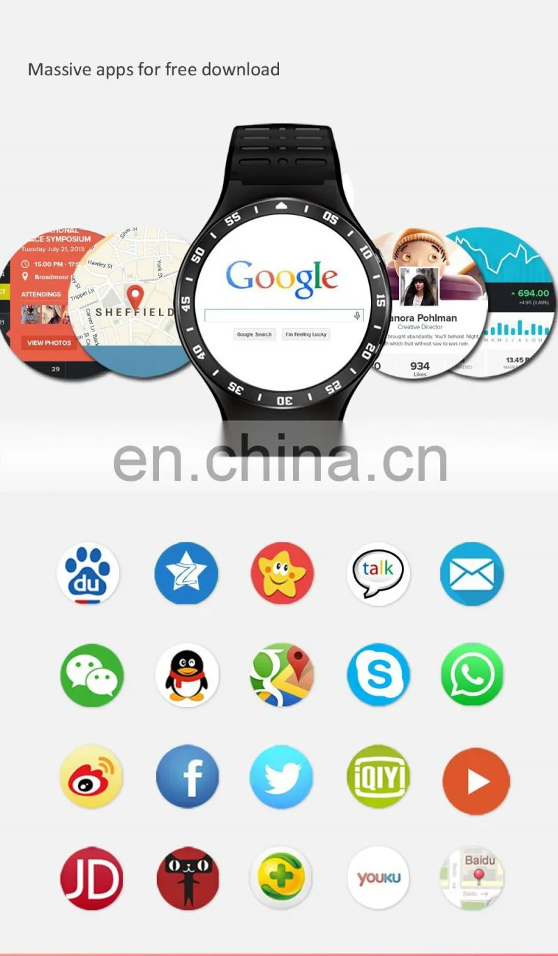S99A Quad Core 3G Smart Watch GPS WiFi Pedometer Heart Rate Smartwatch