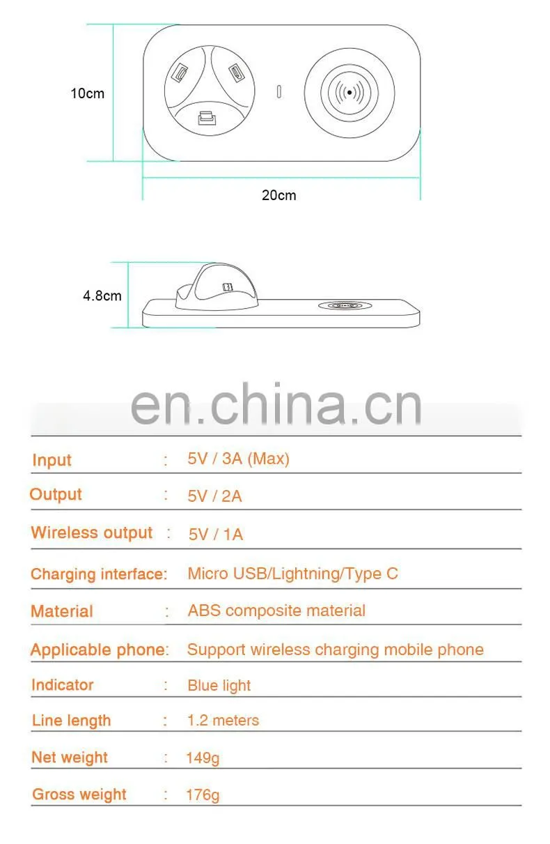universal wireless charger wholesale for iphone new 2019 trending product charger mobile phones/earphone/Watch charger 3 in 1