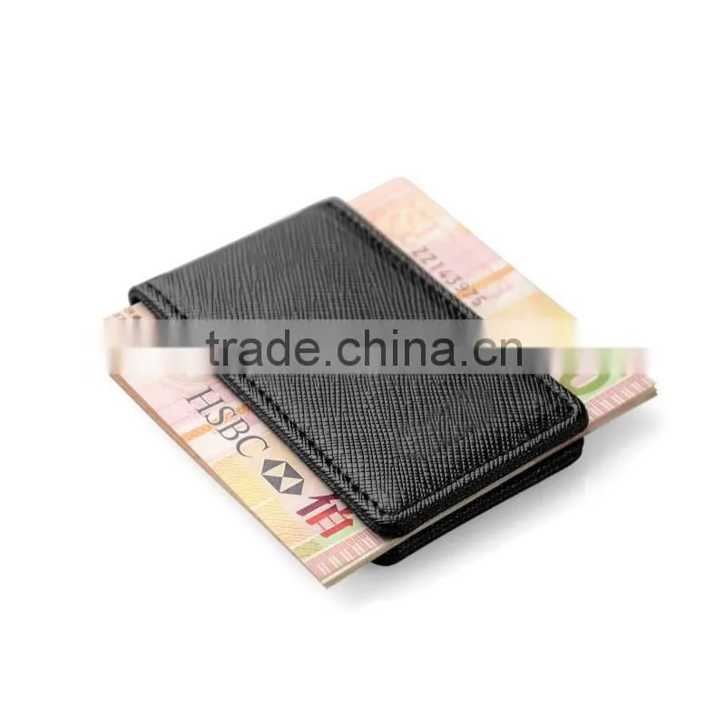 Saffiano leather magnetic money clip holder cash clip with hidden magnetic