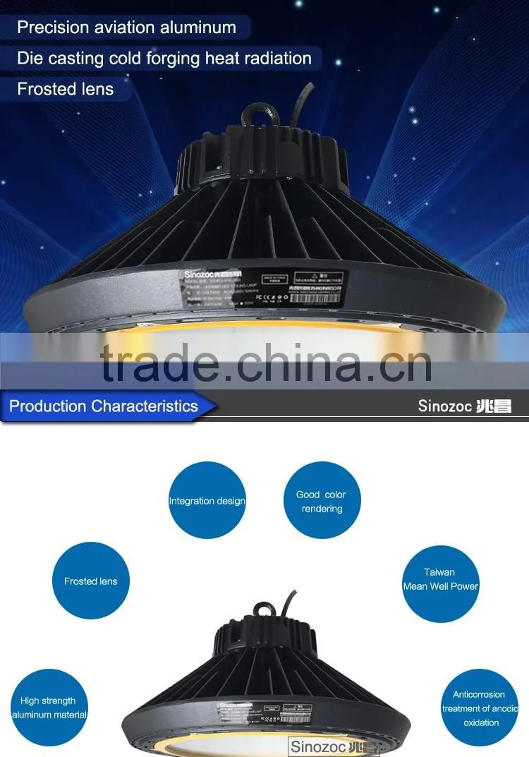 Sinozoc High quality ip66 UFO led high bay light high bay lamp for warehouse factory exhibition 100w 150w led industrial lights