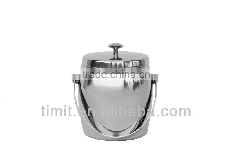 Straight Double Wall Ice Bucket & Ice Tong & Parting slip