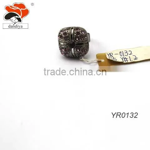 Square pearl rhinestone alloy ring wholesale