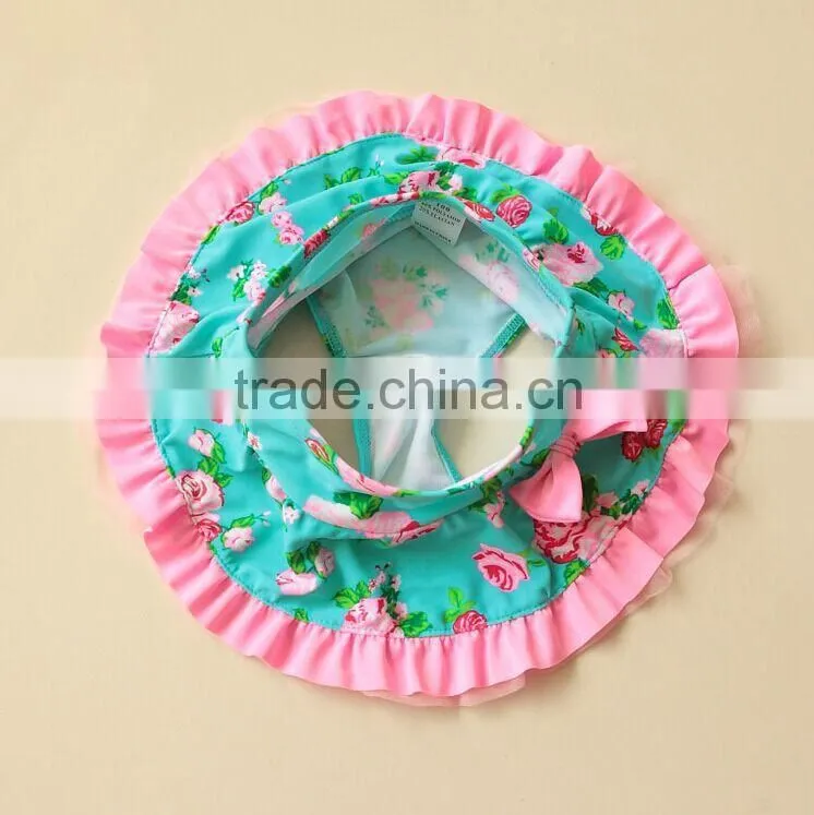 The new item of flowers printed baby swimsuit with laces which is the most popular in 2015,girls swimwear,kids swimwears