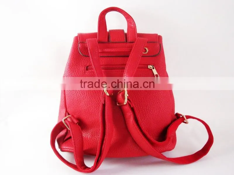 2015 Fashion Hot Selling PU Leather Backpack Popular Red Leather Backpack