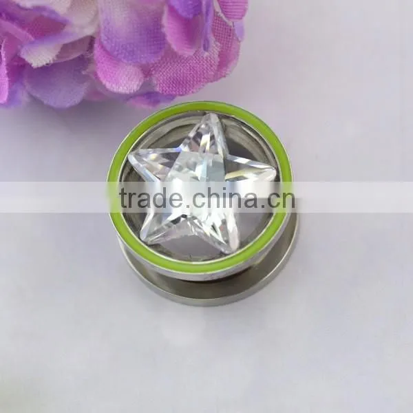 316L Big Star Zircon Body Jewelry Making Supplies Ear Plugs Tunnel