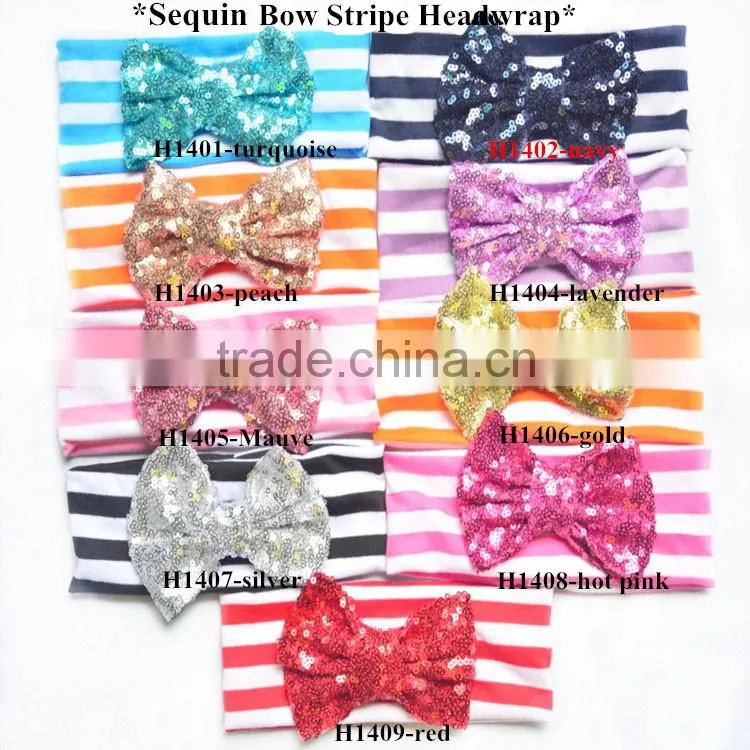 Hot selling big sparkle sequin fabric hair bowknots headband accessory,bow for clothes/clips/head wraps
