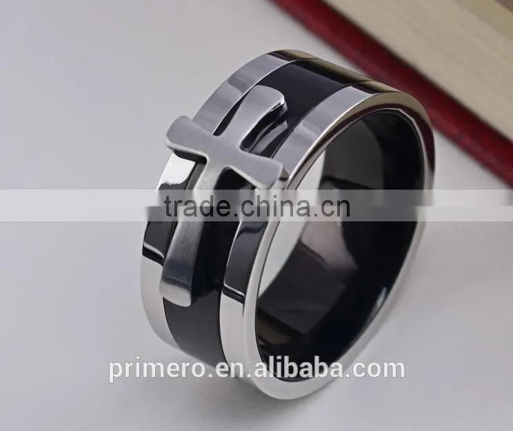 New Black Color Detachable Cross Titanium Stainless Steel Male Ring For Men Fine Jewelry