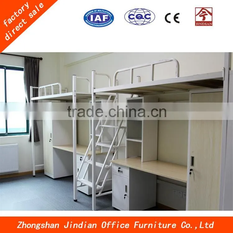 Modern Cheap School Furniture Metal Dormitory Bed With Computer Desk And Cabinet