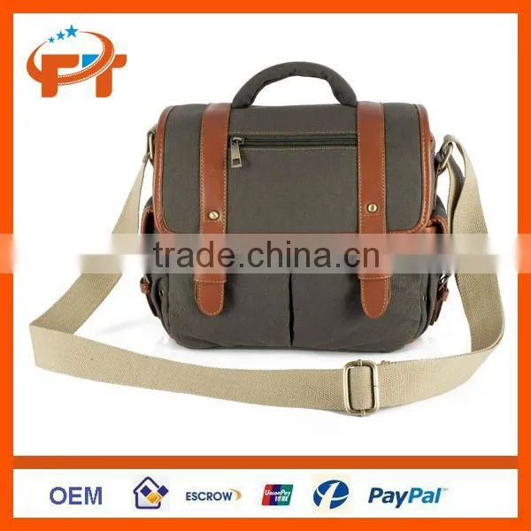 Fashion canvas pu leather dslr camera bag