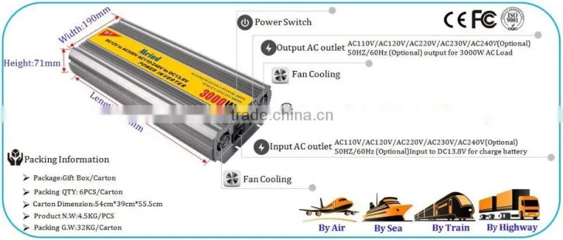 Hot sell Meind 3000W Modified Sine Wave Inverter With Battery charge
