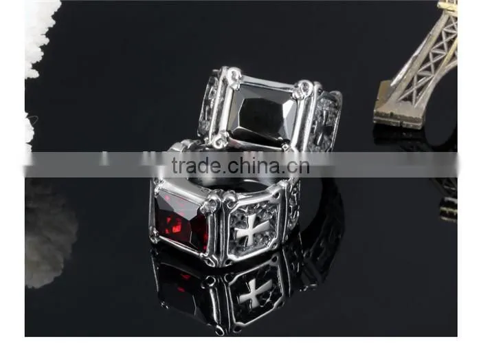 good quality AAA cubic zirconia stainless steel gemstone man rings