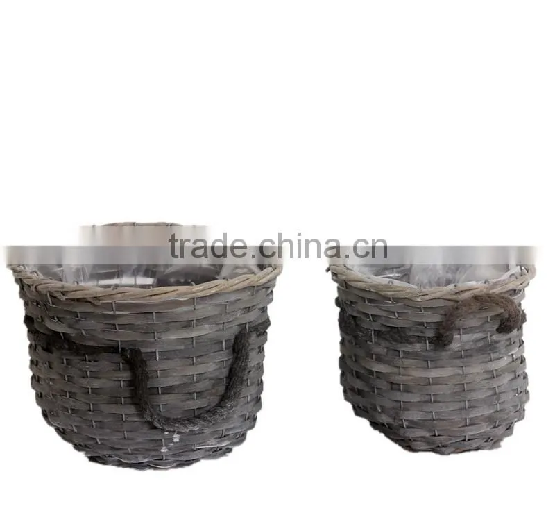 2pcs factory direct supply oval garden flower basket with handle