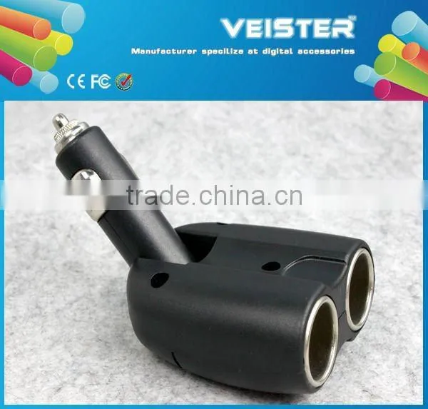 Hotsale 2015 Fashion ABS Car 12v Twin Multisocket Cigarette Lighter Adapter - Adjustable