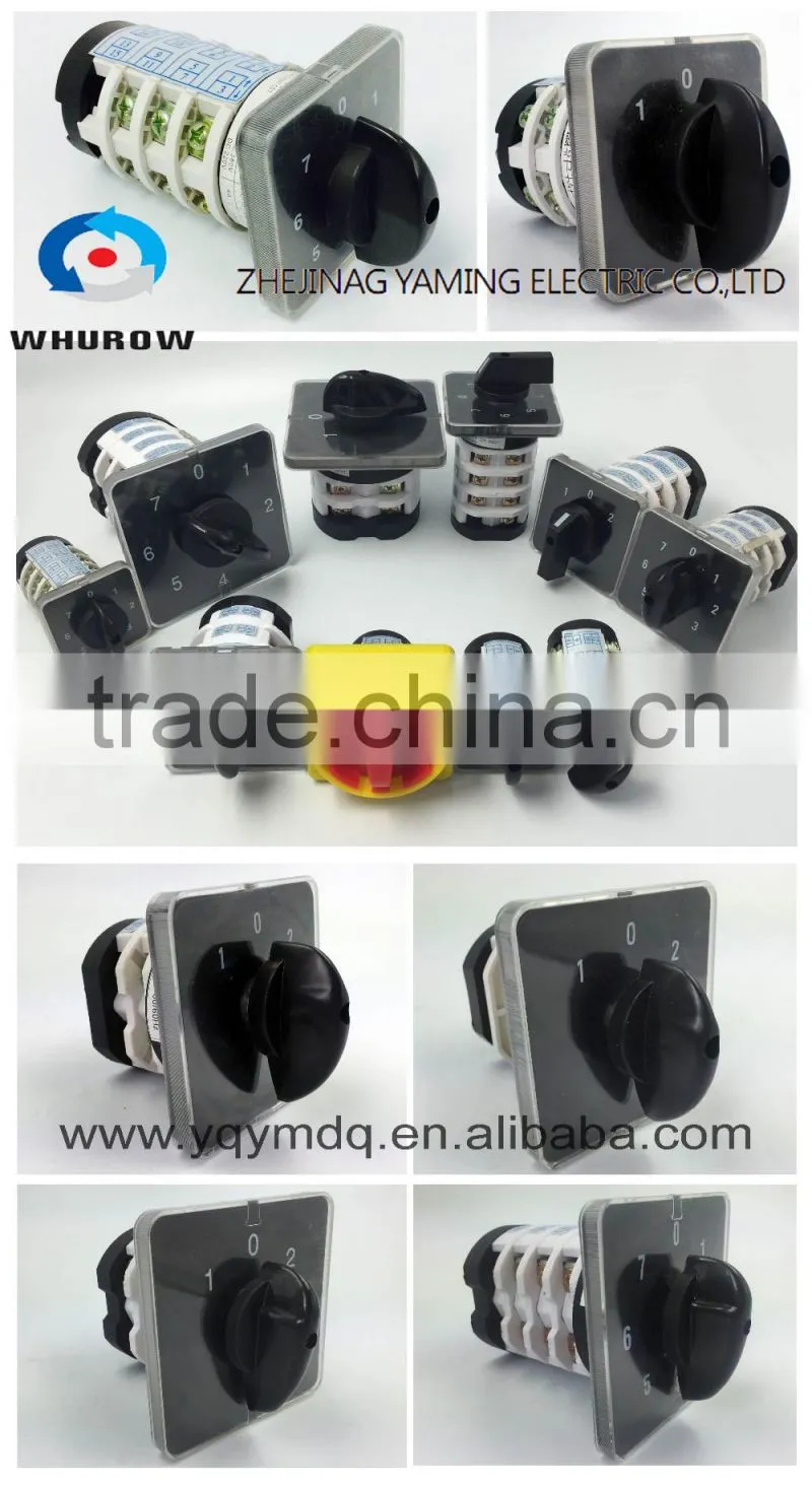 Cam switch YMZ12 series white black changeover combination rotary switch 0-8 positions 16-125A Ui 690V sliver point contacts