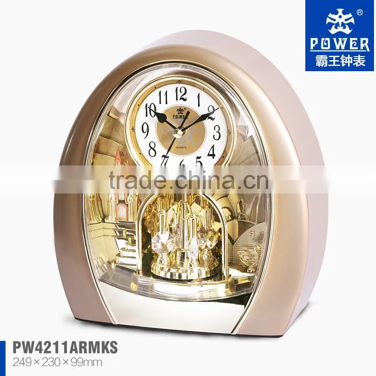 Quartz table clock with rotating pendulum and music Exquisite workmanship PW4211