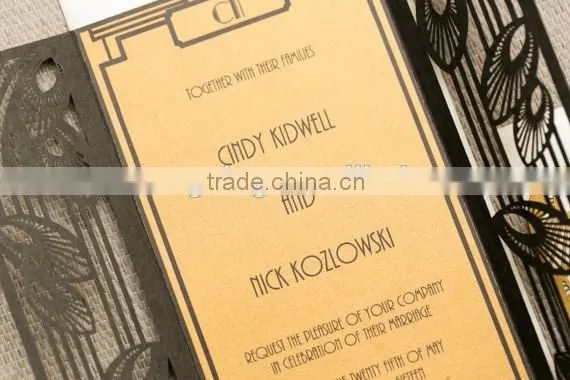 2016 newmengxing Art Deco Wedding Invitation, Laser Cut Art Deco Motif, Unique Wedding Invitation, Modern Invite