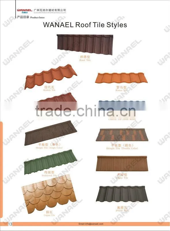 Chinese cheap price high quality Wanael stone coated steel roof/playground roof