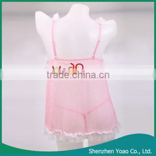 Young Girl Sexy Sleeping Dress with T-Back Pink