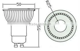 cob led hotel spotlight gu10 100-240V 5W 60 degree dimmable