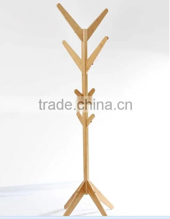 new design bamboo fold clothes tree rack Bamboo Cloth and hat Hanger Stand wholesale